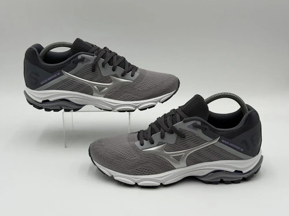 Mizuno Wave Inspire 16 Women's Size 10 Running Shoes Gray Silver Purple Mesh